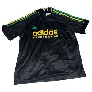 Adidas Black Jersey with Yellow & Green Stripes – Size XL, New With Tags